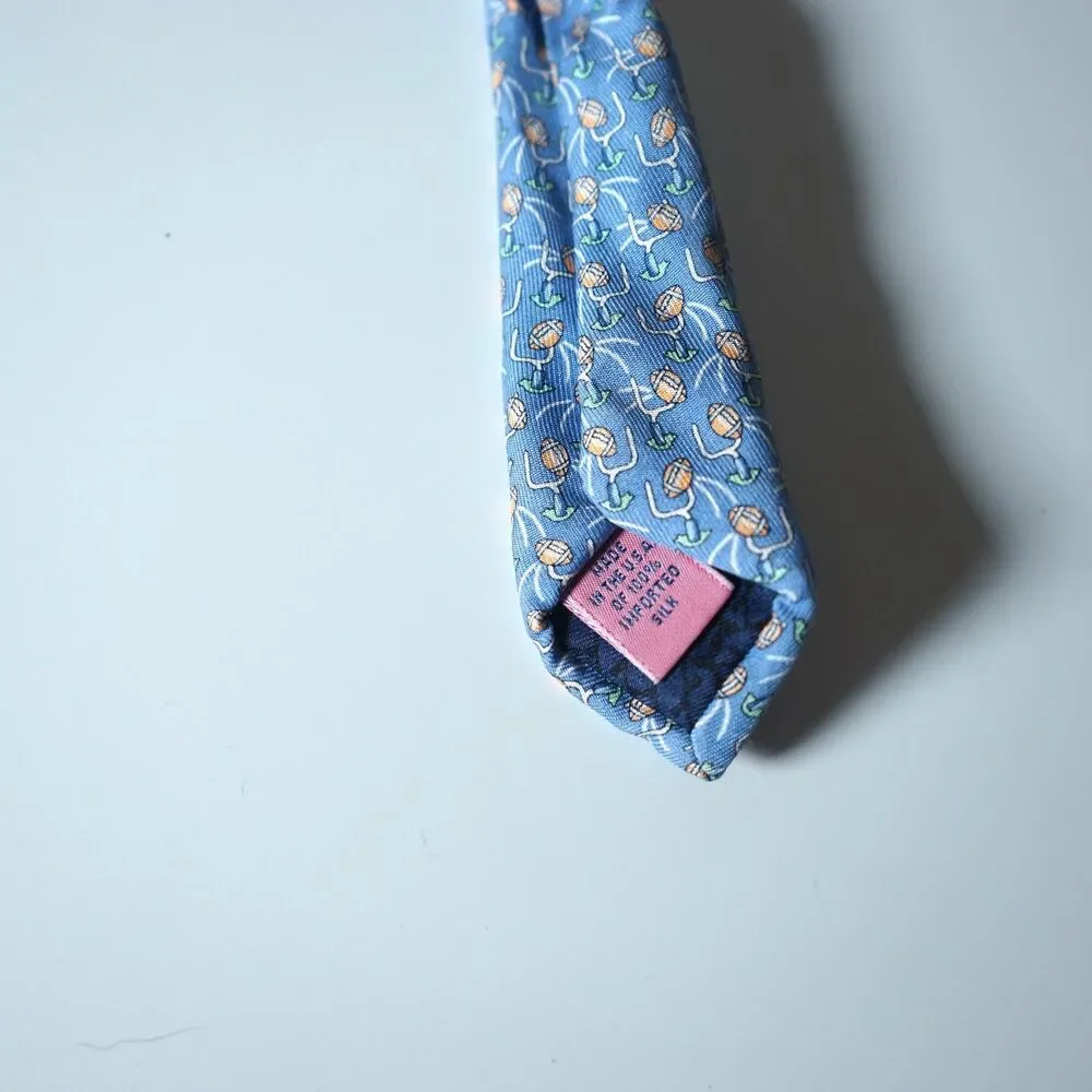 Vineyard Vines Neck Tie Blue Football Goalposts Field Goal Pattern Kids Short